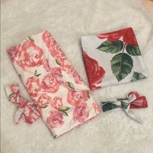 Newborn matching swaddle and headband set